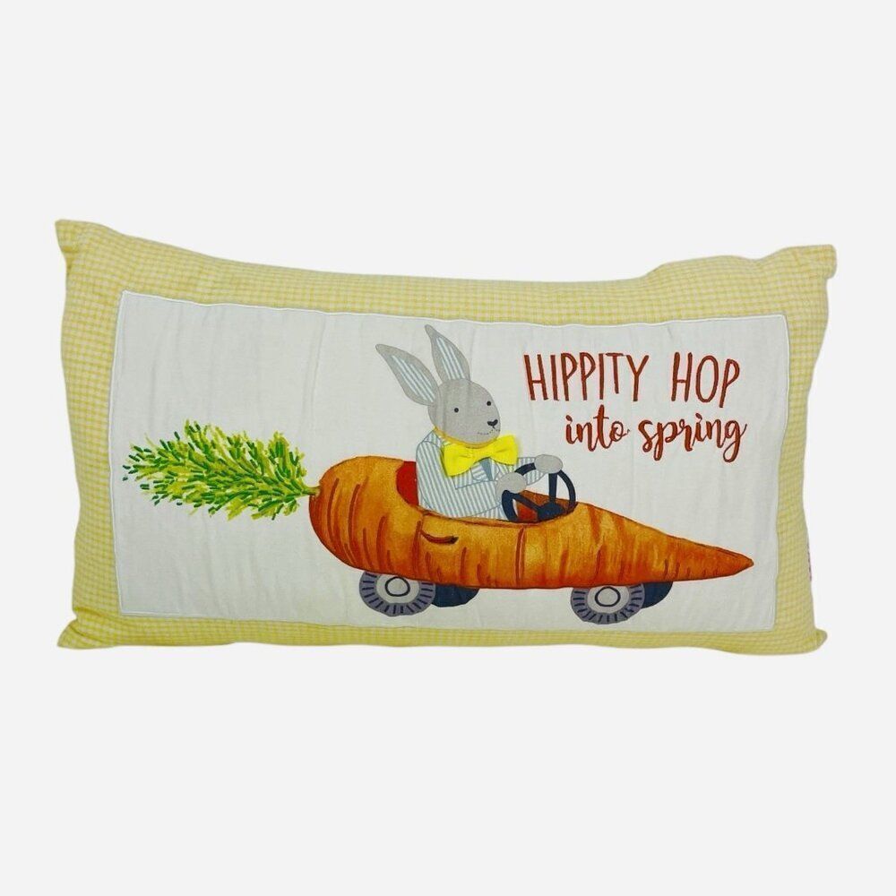 Cottontail Lane Large 22" Yellow Easter Bunny Pillow Hippity Hop Into Spring Car